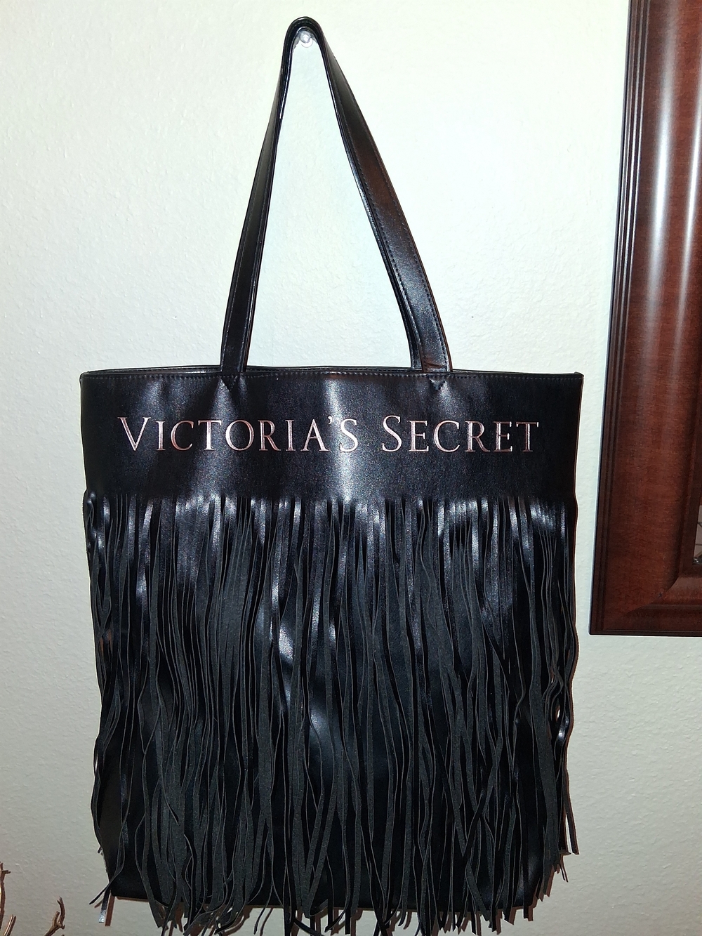 Victoria's Secret Black Fringe Leather Tote